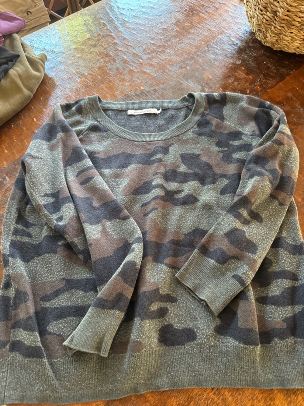 Camouflage Crewneck Sweater in Olive and Gray